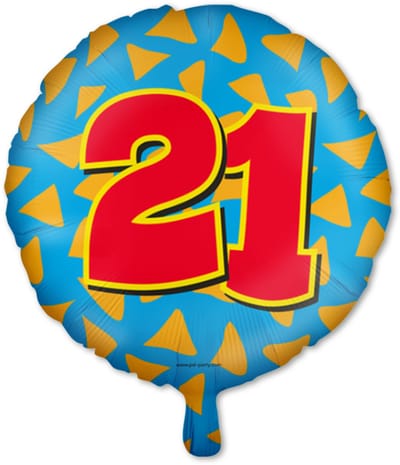 LUQ – Folie Ballon Happy Party 21 Jaar – Veelkleurig Design – Luxe Verjaardag Decor – Feest Versiering – Helium Ready