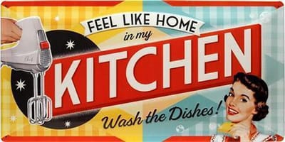 Feel like Home in my Kitchen Metalen wandbord in reliëf 25 x 50 cm.