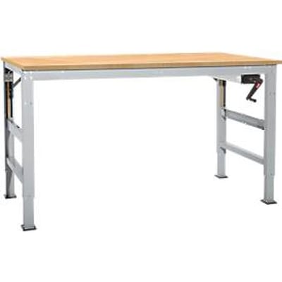 Werktafel Ergo K, met zwengel,  1750 x 800 mm, tafelblad multiplex, aluminium zilver