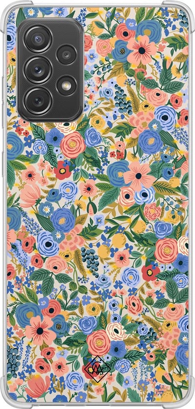 Casimoda® hoesje - Geschikt voor Samsung Galaxy A52 5G - Blue Gardens - Shockproof case - Extra sterk - TPU/polycarbonaat - Blauw, Transparant