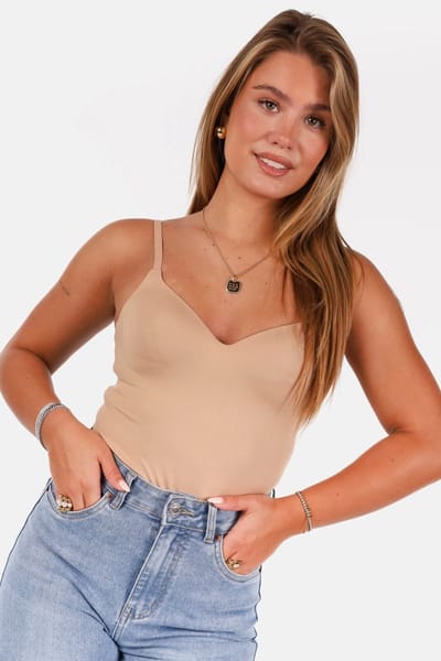 Getdrezzed Top - Maat: L - Body met voorgevormde cups beige