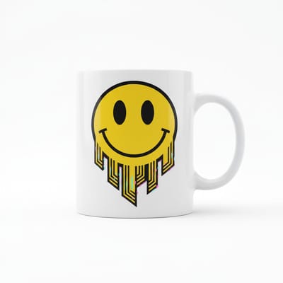 Retro Druipende Smiley Mok – Trendy Happy Vibes Koffiemok – 330 ml Keramische Mok