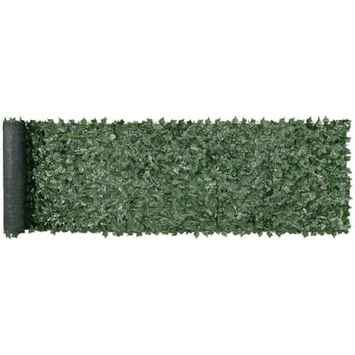 Clôture d'intimité en lierre, 1 x 4 m d'écran mural végétal artificiel, Clôture en lierre verdoyant avec support en tissu mesh et joint renforcé, Haies artificielles Feuille de vigne