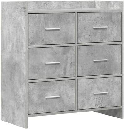 vidaXL - Dressoir - Betongrijs - 75 - x - 33 - x - 80 - cm - Bewerkt - hout