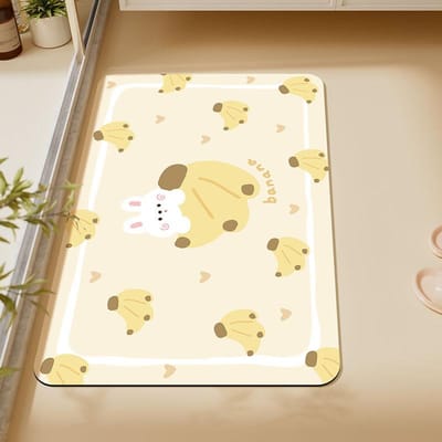 Tapis de sol en tissu doux pour salle de bain, tapis de porte antidérapant, tapis de pied anti-chute, porte de toilette, tapis absorbant à séchage rapide 45*70cm（2.5mm） beige