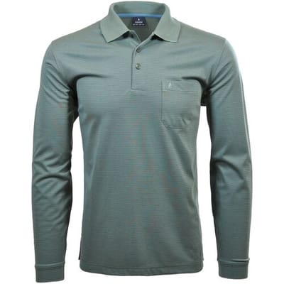 Ragman Softknit Polo Fineline Rietgroen / male
