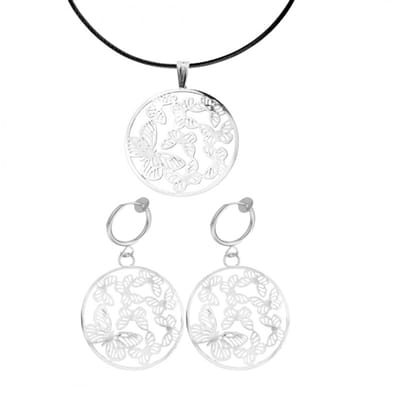2-Delige set Filigraan vlinder ketting met clip oorbellen - Charme Bijoux