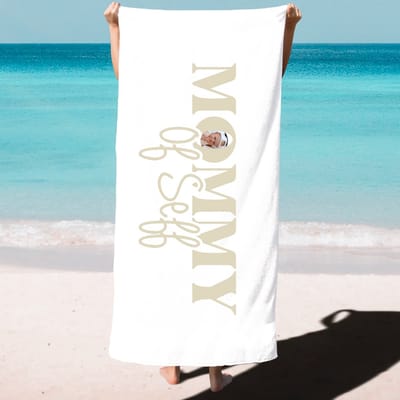 Strandlaken voor Mama-Gepersonaliseerd met naam of namen en foto kinderen-Verjaardag cadeau persoonlijk Mama-70x40 cm