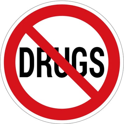 Geen drugs verbodsbord | gecoat dibond materiaal | 10 cm