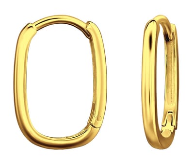 Joy|S - Zilveren ovale oorringen - 12 x 16 mm - gold plated oorbellen