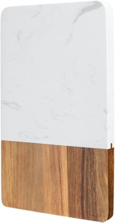 Snijplank Hout Marmer - Snij en Serveerplank - Keuken Werkblad - Combinatie Materialen - 30x16.3cm - Natuurlijk