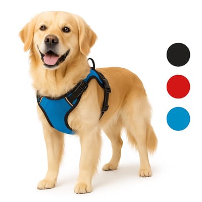 Harnas hond – honden tuigje – harnas hond anti trek – hondentuigjes – hondentuig anti trek – Flamingo Balou – blauw – maat XL – A:46-76cm B:80-105cm