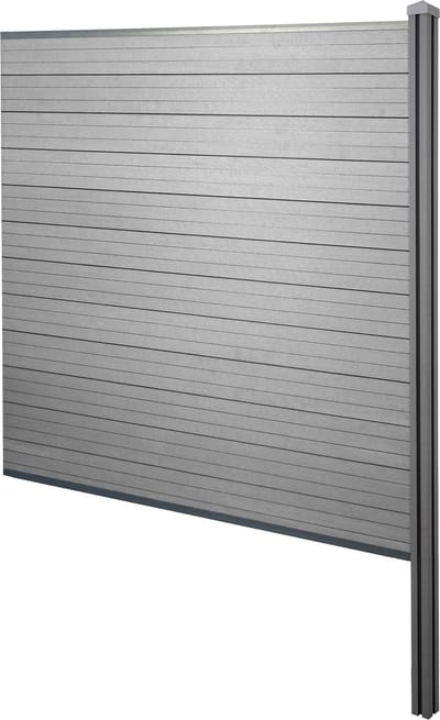 WPC privacyscherm Sarthe, windscherm, WPC paal voor plaatsing in beton ~ verlengelement, 188cm grijs