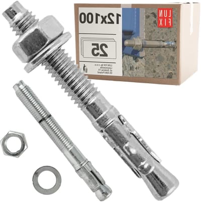 Set boutankers - Verzinkte ankers - Beton bevestigen - Hoge houdkracht - 12x100 mm 25 stuks - Zilver