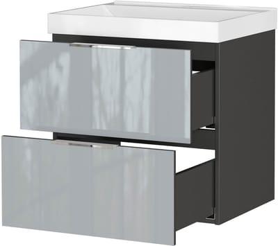 Wastafelkast Laurel Grafiet - Zilvergrijs - Breedte 61 cm - Hoogte 65 cm - Diepte 46 cm