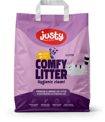 Justy - kattenbakvulling - 12 liter (2 * 6 liter) - met Lavendelgeur - geen parfum - klontvormend