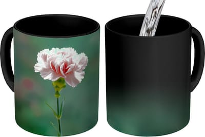Magische Mok - Foto op Warmte Mokken - Koffiemok - Anjer - Roze - Bloemblaadjes - Magic Mok - Beker - 350 ML - Theemok