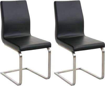 CLP Belfort Set van 2 eetkamerstoelen - Kunstleer - zwart