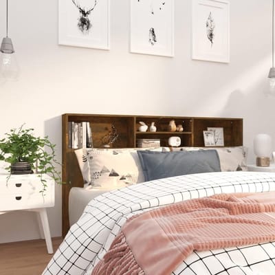 Hoofdbord met planken - Bedhoofdeinde wand - Slaapkamer opberging - Vier opbergvakken - 180 x 19 x 1035 cm