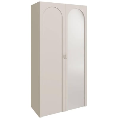 Selsey Arkadia – Kledingkast met spiegel en 2 deuren met boogvormige groeven, kasjmiergrijs, 100 cm