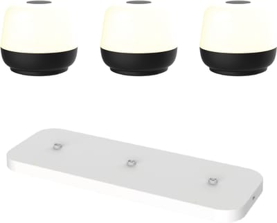 Luxus Europe - Tafellamp Naxos Zwart - Draadloze Tafellamp Buiten - Set van 3 - Oplaadbaar - USB-C - Dimbaar - Warm Wit - Waterbestendig