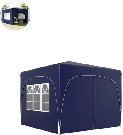 Partytent opvouwbaar - Paviljoen - 3 x 3 m - Easy up - Waterdicht - met Zijwanden - Weerbestendig - Donkerblauw