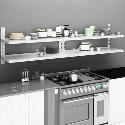 vidaXL - Wandschappen - zwevend - 2-laags - 2 - st - 240x30 - cm - roestvrij - staal