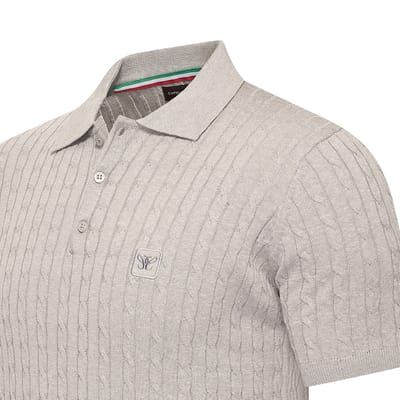 Cappuccino Italia - Heren Polo SS Caorle Cable Knit - Grijs - Maat XXL