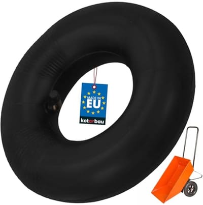 KOTARBAU® Binnenband Kruiwagen, Gummi, 3.00-4, Zwart, met Haakse Ventiel, ⌀ 22 cm, Reserveband Transportwagen, Binnenband Tuinwagen
