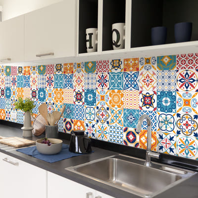 Zelfklevende tegelmuurstickers voor keuken en badkamer - 60 Leopoldo Azulejo tegelstickers - 60 stickers 20x20cm