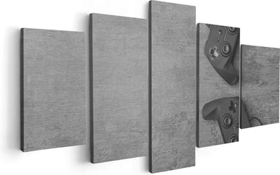 Artaza Canvas Schilderij Vijfluik Twee Game Controllers op Tafel - Gaming - 100x50 - Foto Op Canvas - Canvas Print