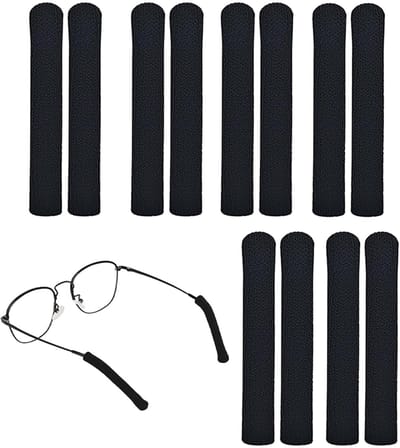 6 paar zachte katoenen brillenpads, brillenpootjesbeschermers, oorkussentjes voor brillen, Zwart die passen bij alle soorten brillen, antislip pootjesbeschermers voor brillen