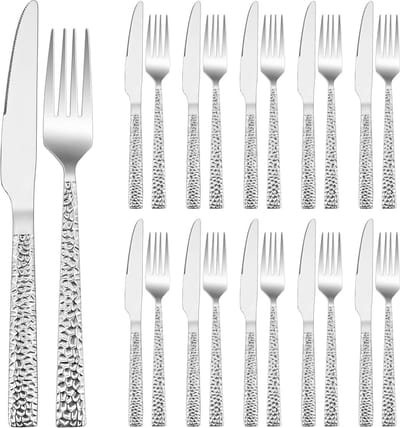 Steakbestek voor 12 Personen, 24-delige Set van RVS Tafelmes en Vork, Ideaal voor Steak en Pizza, Vaatwasserbestendig en Duurzaam