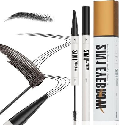 2-in-1 Waterproof Wenkbrauwpen voor Natuurlijke Wenkbrauwen, Microblading Effect, Langdurige Kleur en Veegbestendig