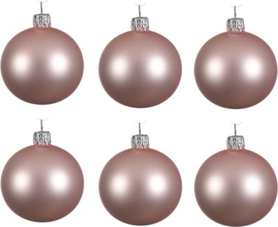 Decoris Kerstballen set - 6x stuks - licht roze - glas - 6 cm - mat - kerstversiering