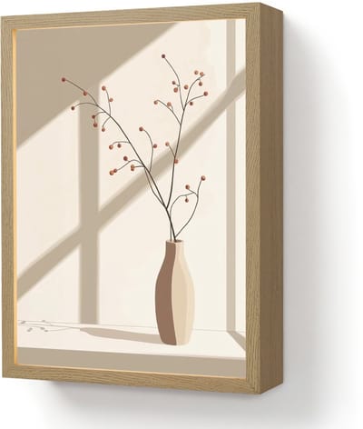 Wandlamp 30x40 cm - Oplaadbaar - Vaas - Takken - Bessen - Minimalistisch - Wandlampen binnen woonkamer - Slaapkamer lamp - Decoratieve nachtlamp - Vloerlamp draadloos