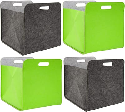 Recycled Vilt: Set van 4 Opbergmanden 33x38x33 Opbergbox voor Kallax Inzet Vilten Mand Opbergbak
