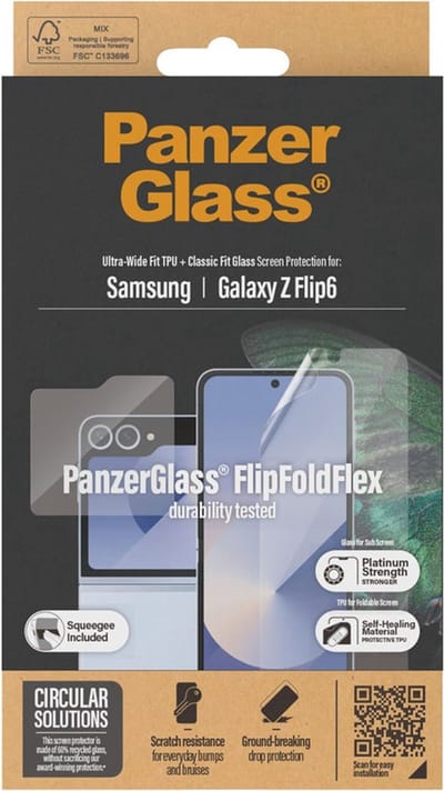 PanzerGlass Anti-Bacterial Case Friendly Screenprotector geschikt voor Samsung Galaxy Z Flip 6 / Flip 7 FE