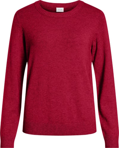 Vila Trui Viril O-neck L/s Knit Top - Noos 14054177 Jester Red/dark Melange Dames Maat - S