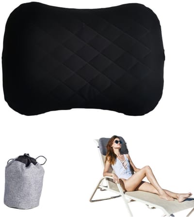 Opblaasbaar kampeer-/reiskussen – Met afneembare hoes – Ergonomisch ontwerp – Comfortabel nekkussen – Geschikt voor reizen en buitenactiviteiten – Opblaasbaar reiskussen – Kampeerkussen – 46 x 32 x 12 cm