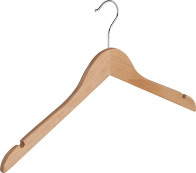 De Kledinghanger Gigant - Kledinghanger - Volwassenen - 7111BA - 50 Stuks - Blousehanger - Shirthanger - Lotushout - Naturel Gelakt - Vlak Model - Rokinkepingen - 44 cm - Kleerhanger (7111BA/50)