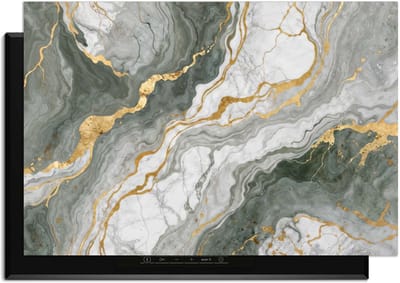 KitchenArt - Luxurious Marble Green – Inductie Beschermer - 80x52 cm - Kookplaat Beschermer - Luxe Afdekplaat Inductieplaat - Anti-slip & Oprolbaar - Beschermmat Inductiekookplaat
