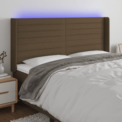 vidaXL - Hoofdbord - LED - 183x16x118/128 - cm - stof - donkerbruin