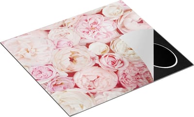 Chefcare Inductie Beschermer Witte Roze Rozen Boeket - Bloemen - 60x50 cm - Afdekplaat Inductie - Kookplaat Beschermer - Inductie Mat