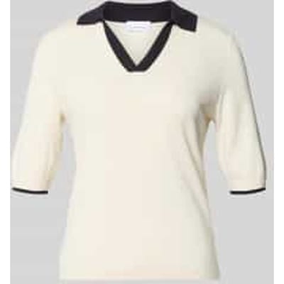 Gebreid shirt van viscosemix met polokraag en V-hals