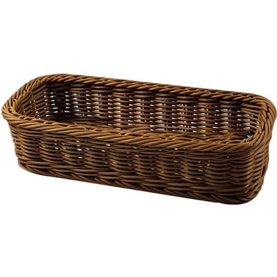 Rattan-achtig Geweven Opbergmand Zilverwerk Organizer Bandejas Vierkante Manden Multifunctionele Eetstokjes Plastic Doos 28X11X7CM