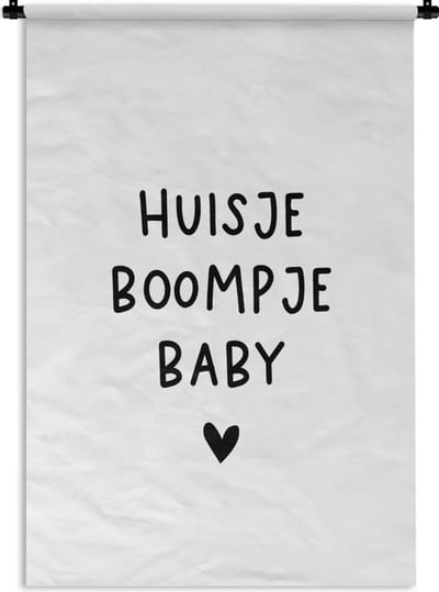 Wandkleed - Wanddoek - Huisje boompje baby - Spreuken - Quotes - 120x180 cm - Wandtapijt