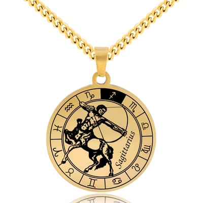 Sterrenbeeld Boogschutter (Sagittarius) Ketting Goudkleurig - Roestvrij Staal Zodiac Talisman - Stainless Steel - 60cm - Pax Amare