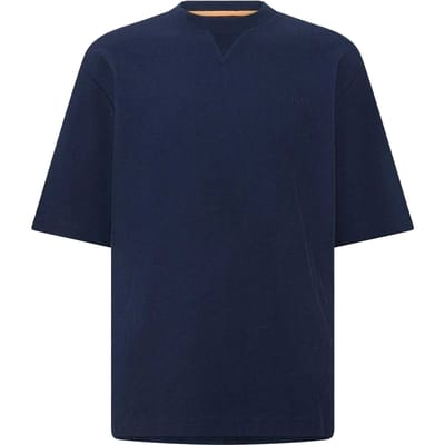 Boss Wafel Crew Neck Normaal T-shirt Heren (Donkerblauw)