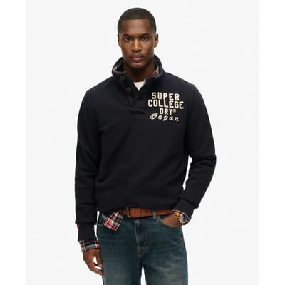 Superdry - Vintage Athletic trui met halve knoopsluiting - Heren - Truien